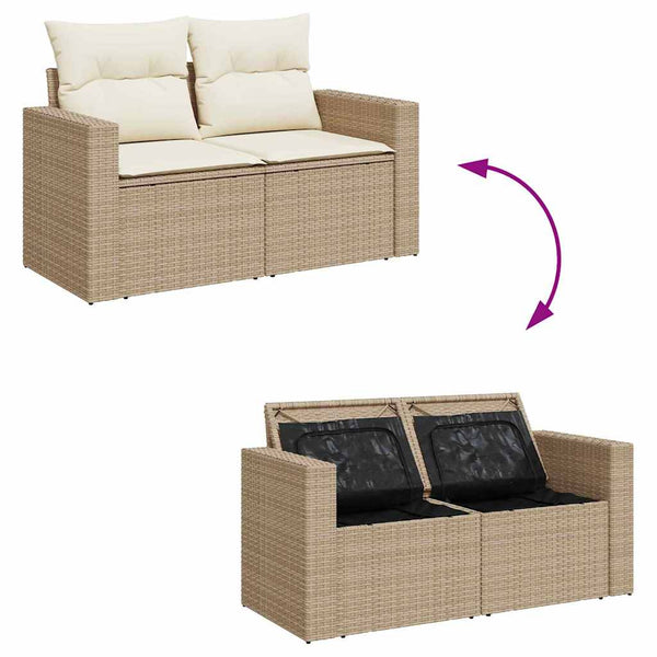 vidaXL Salon de jardin avec coussins 18 pcs Beige et crème Résine tressée