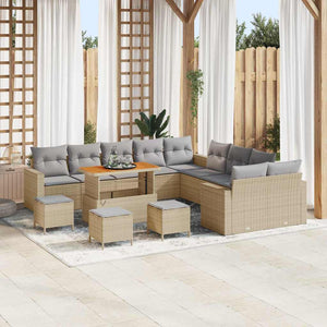 vidaXL Ensemble de canapés de jardin avec coussins 18 pcs Beige et Gris clair Résine tressée