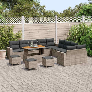 vidaXL Ensemble de canapés de jardin avec coussins 18 pcs Gris résine tressée