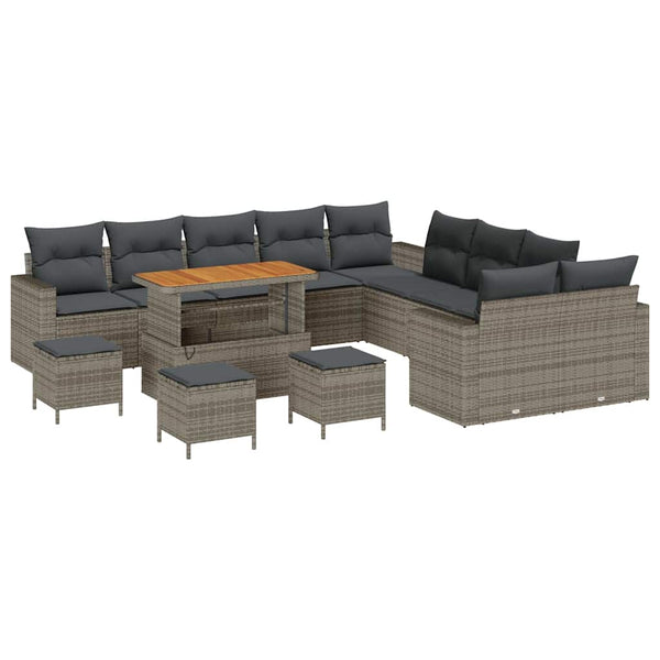 vidaXL Ensemble de canapés de jardin avec coussins 18 pcs Gris résine tressée