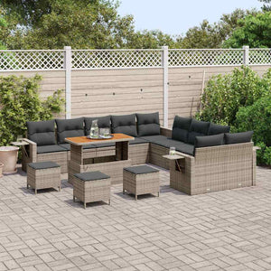 Gartensofa Set Grau Poly-Rattan mit Kissen & Stauraum