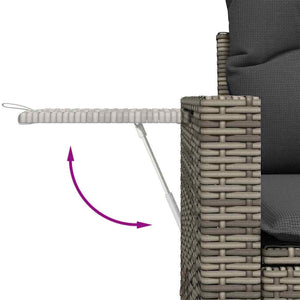 Gartensofa Set Grau Poly-Rattan mit Kissen & Stauraum