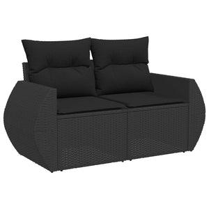 Gartensofa Set Schwarz Poly Rattan 13-teilig