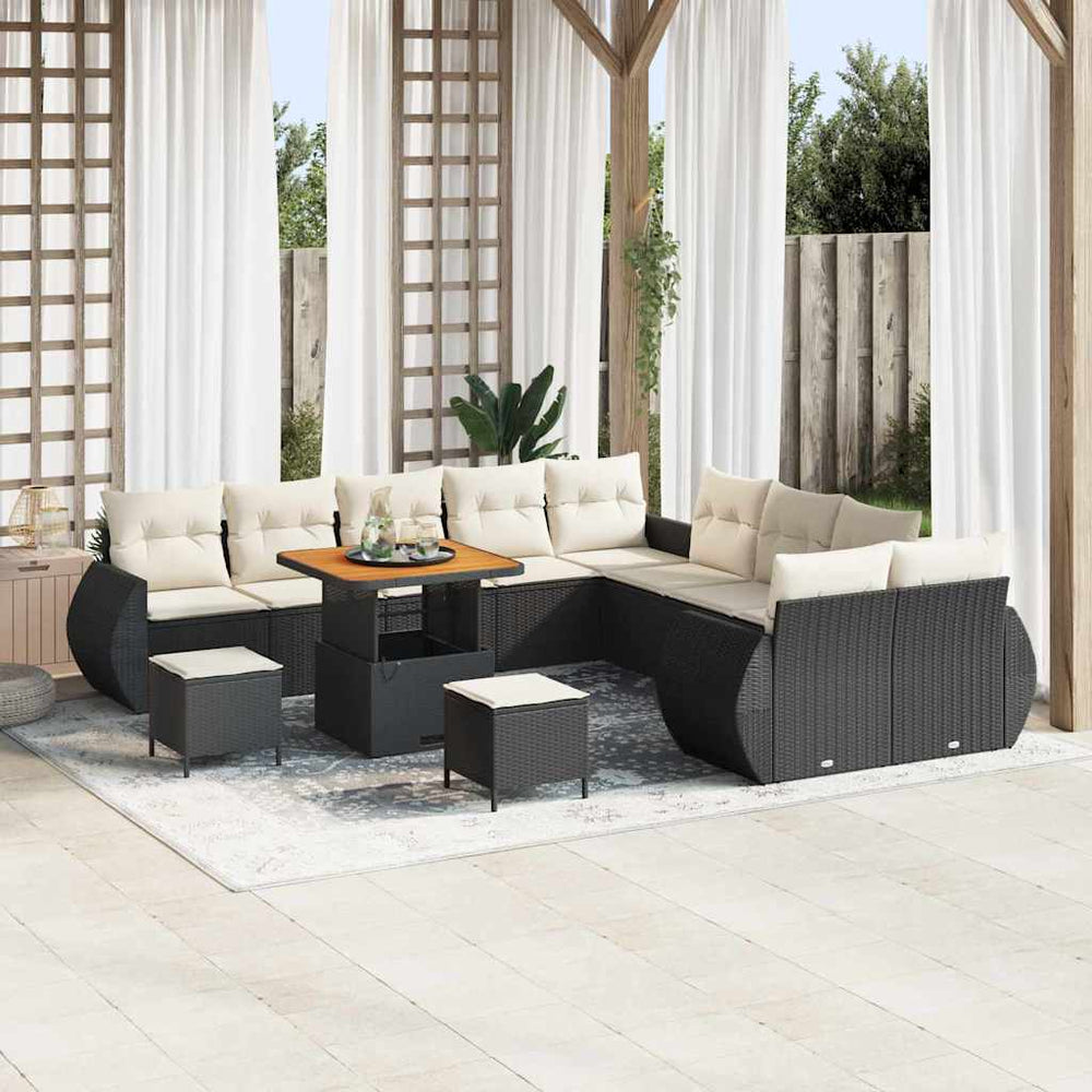vidaXL Garden Sofa Set with Cushions 13 pcs Black and Cream