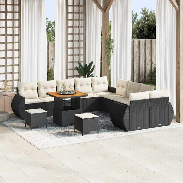 Garten Sofa Set Schwarz Creme 13-teilig