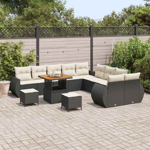 Garten Sofa Set Schwarz Creme 13-teilig