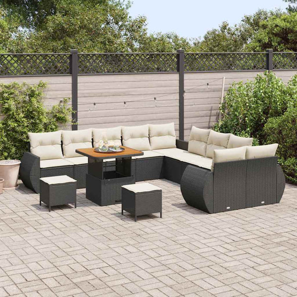 Garten Sofa Set Schwarz Creme 13-teilig