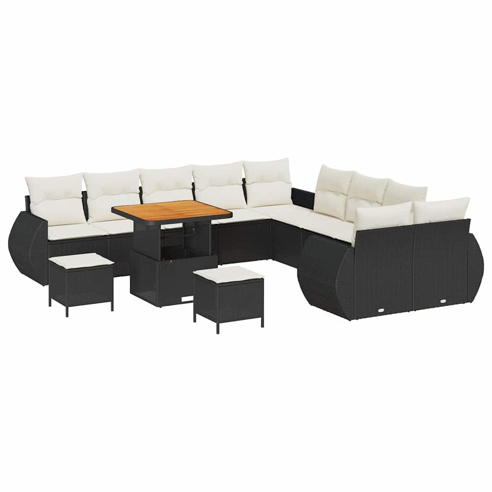 vidaXL Garden Sofa Set with Cushions 13 pcs Black and Cream