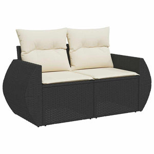 Garten Sofa Set Schwarz Creme 13-teilig