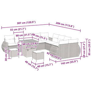 Garten Sofa Set Schwarz Creme 13-teilig