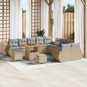 Garten Sofa Set Beige/Hellgrau mit Kissen