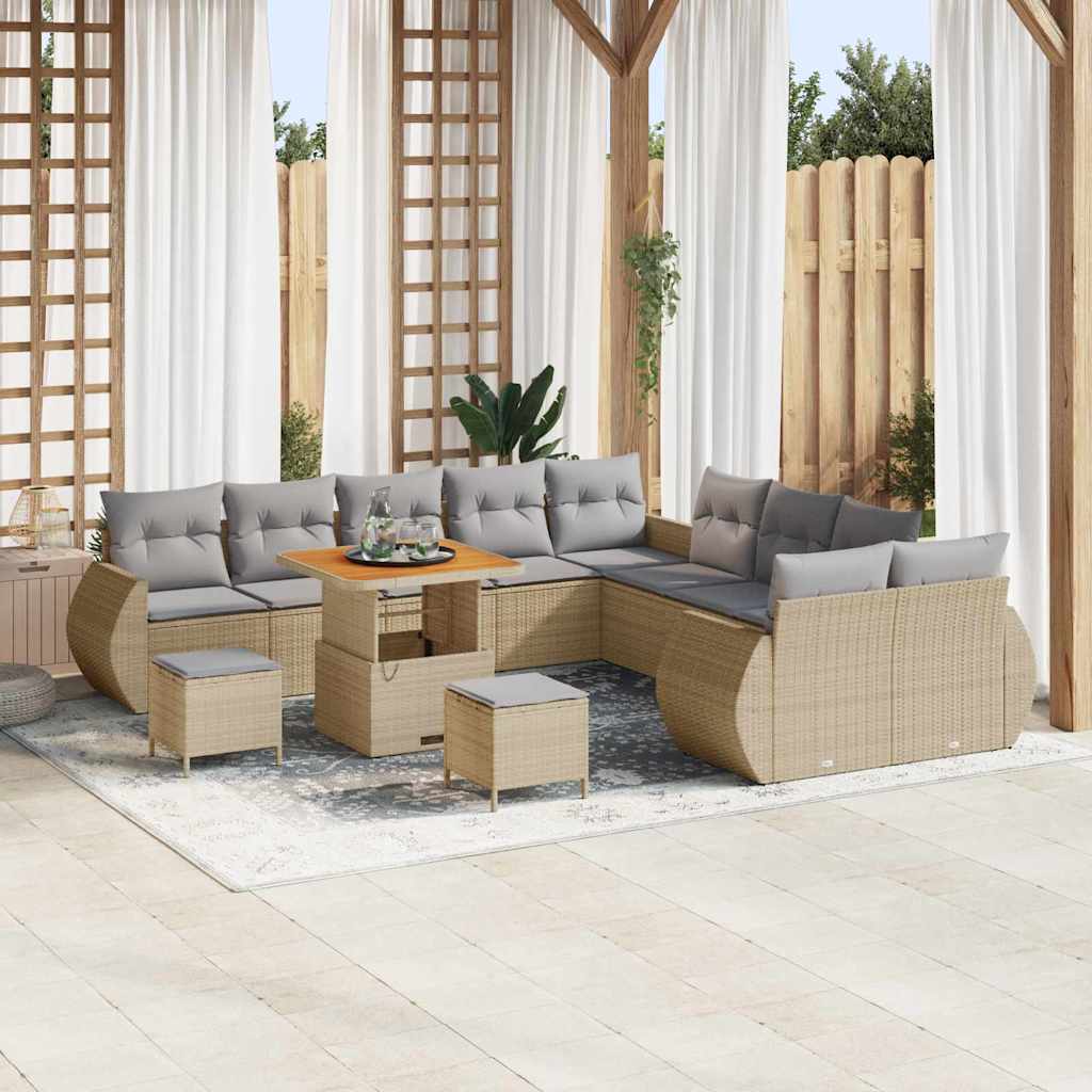 Garten Sofa Set Beige/Hellgrau mit Kissen