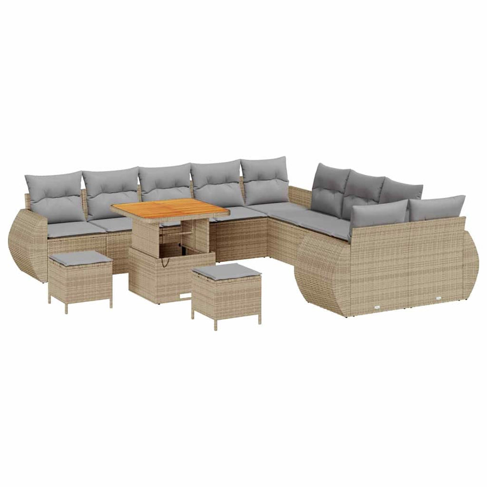 vidaXL Garden Sofa Set with Cushions 13 pcs Beige and Light Grey