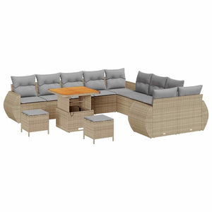 Garten Sofa Set Beige/Hellgrau mit Kissen