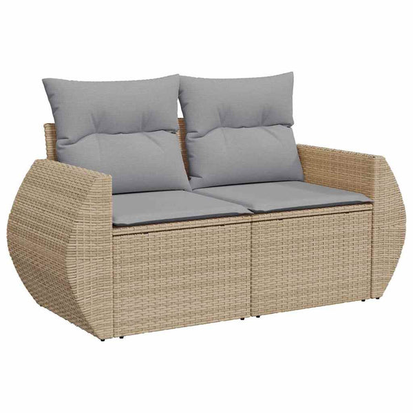 Garten Sofa Set Beige/Hellgrau mit Kissen