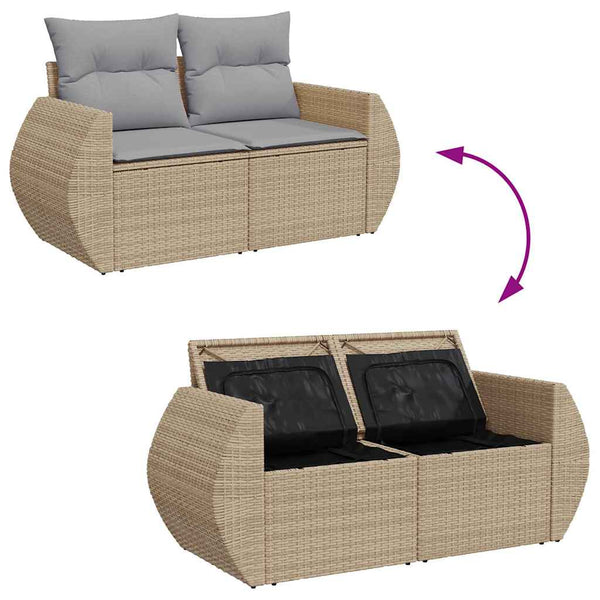 Garten Sofa Set Beige/Hellgrau mit Kissen