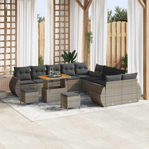 Garten Sofa Set Grau mit Kissen & Stauraum