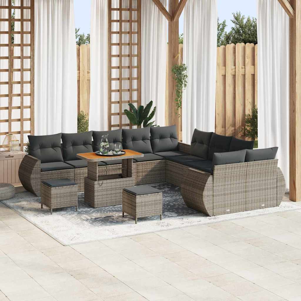 Garten Sofa Set Grau mit Kissen & Stauraum