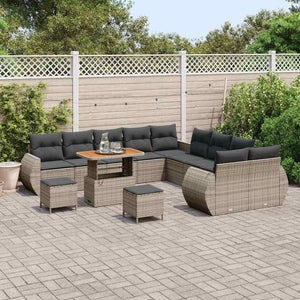 Garten Sofa Set Grau mit Kissen & Stauraum