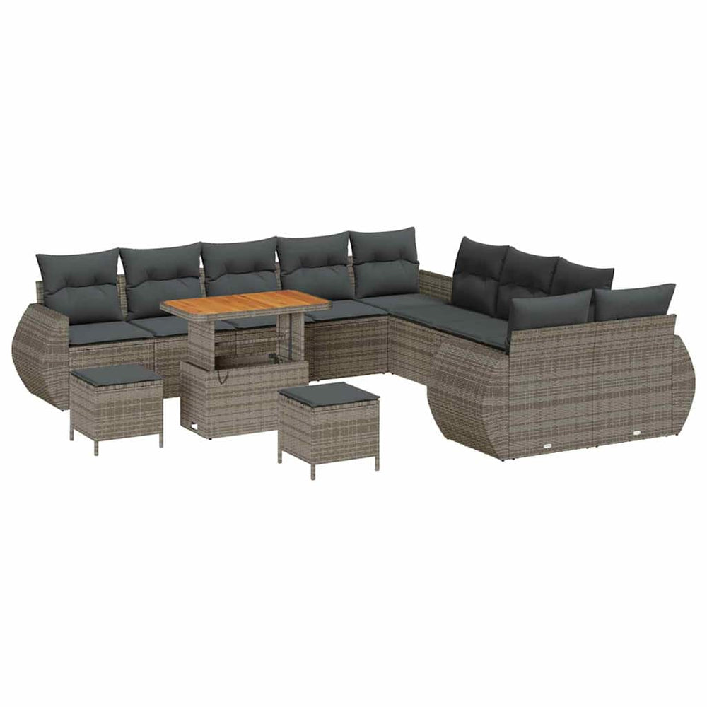 vidaXL Garden Sofa Set with Cushions with Storage 13 pcs Grey