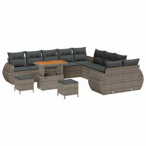 Garten Sofa Set Grau mit Kissen & Stauraum