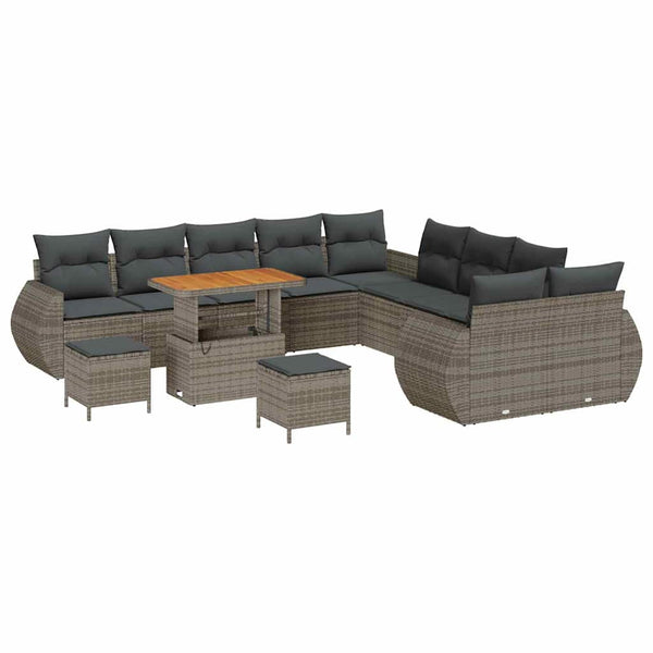 Garten Sofa Set Grau mit Kissen & Stauraum