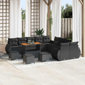 vidaXL Ensemble de canapés de jardin avec coussins et rangements 14 pcs Noir