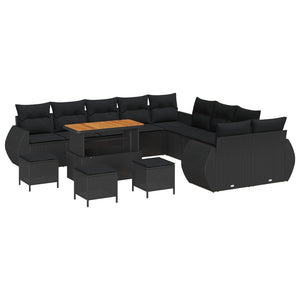 vidaXL Ensemble de canapés de jardin avec coussins et rangements 14 pcs Noir