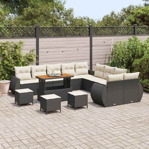 Garten Sofa Set Schwarz Creme 14-teilig