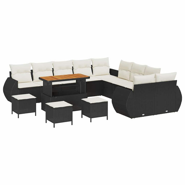 Garten Sofa Set Schwarz Creme 14-teilig