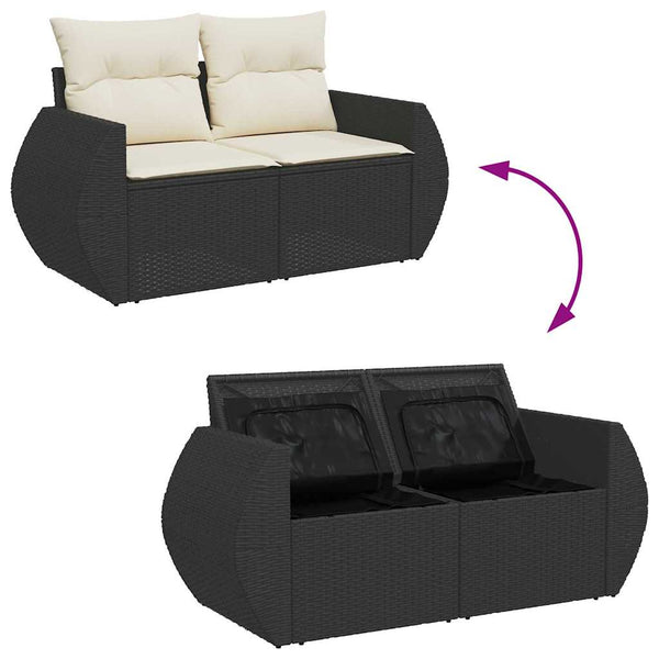 Garten Sofa Set Schwarz Creme 14-teilig