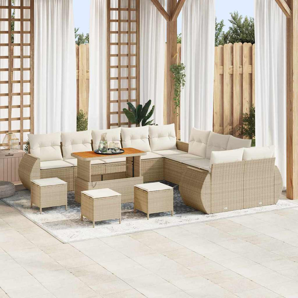 Garten Sofa Set mit Kissen Beige/Creme