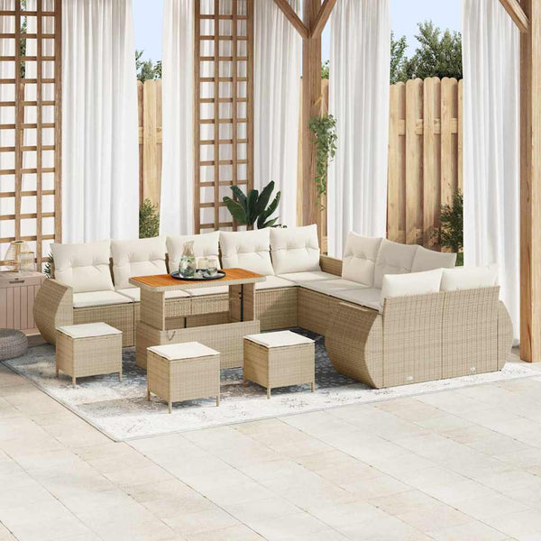 Garten Sofa Set mit Kissen Beige/Creme