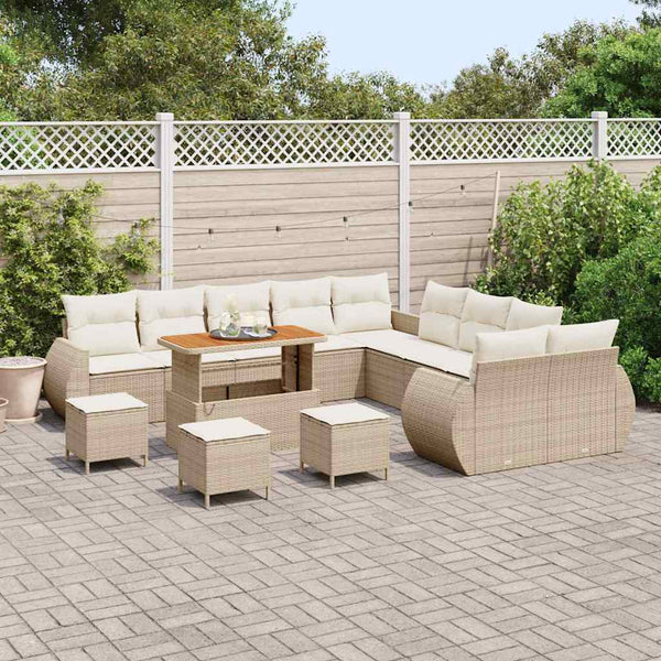 Garten Sofa Set mit Kissen Beige/Creme