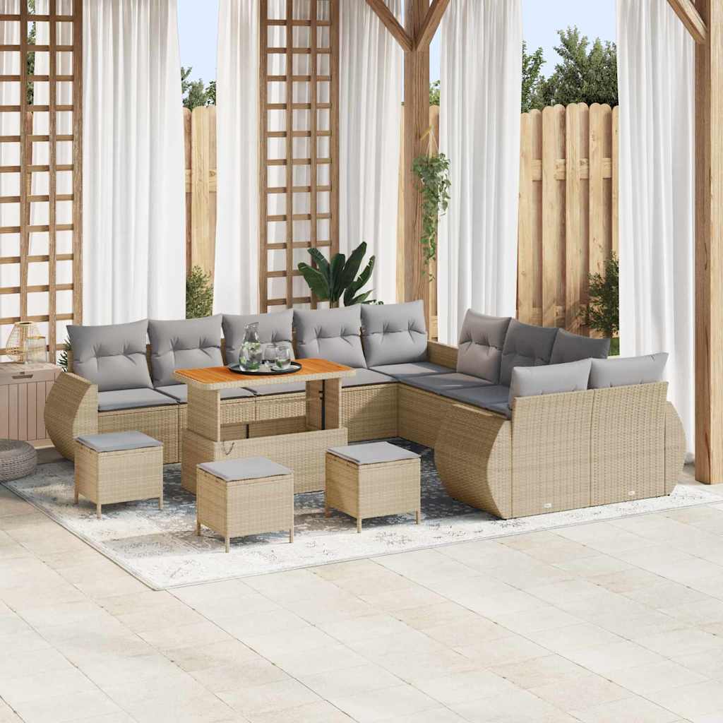 Garten Sofa Set Beige/Hellgrau mit Kissen