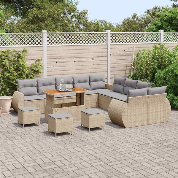 Garten Sofa Set Beige/Hellgrau mit Kissen