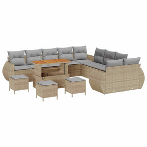 Garten Sofa Set Beige/Hellgrau mit Kissen