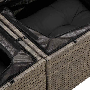 Graues Garten-Sofa-Set mit Kissen & Stauraum