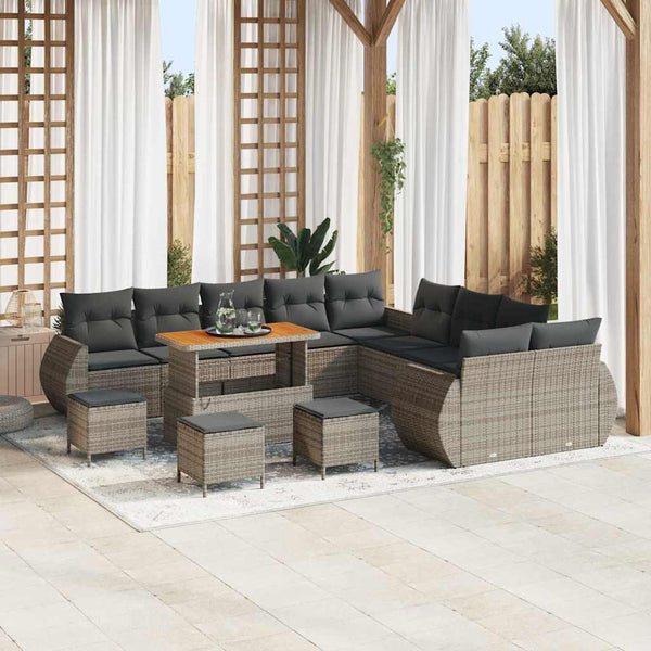 Graues Garten-Sofa-Set mit Kissen & Stauraum