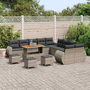 Graues Garten-Sofa-Set mit Kissen & Stauraum