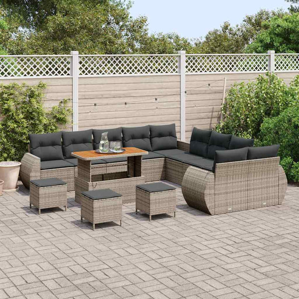 Graues Garten-Sofa-Set mit Kissen & Stauraum