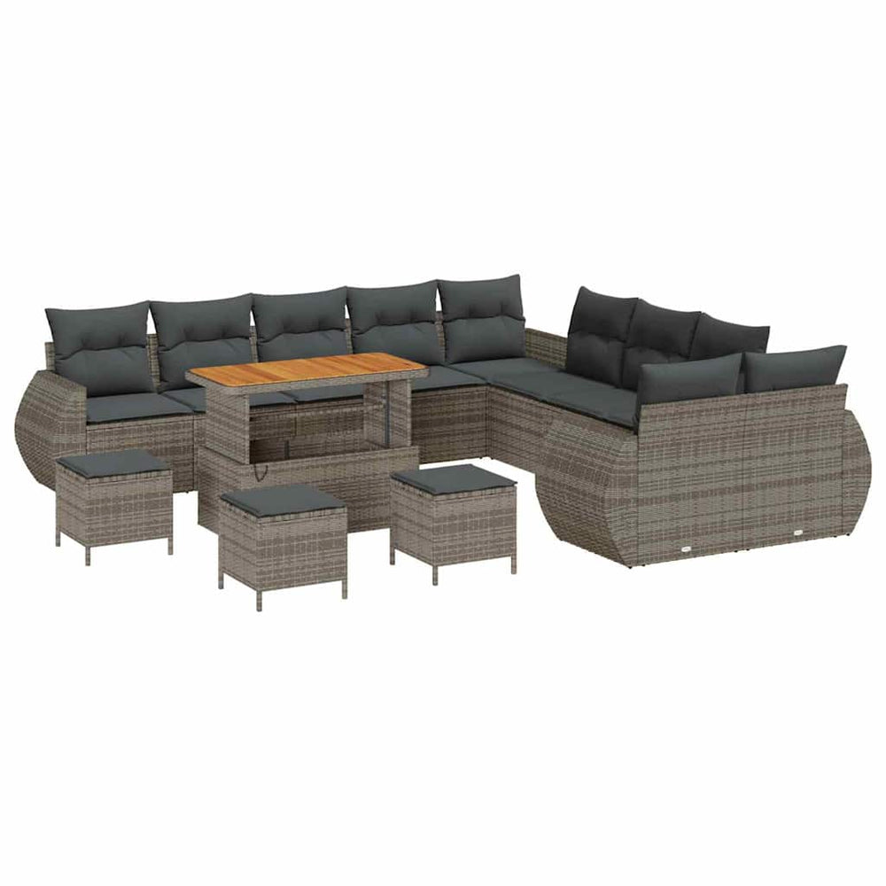 Graues Garten-Sofa-Set mit Kissen & Stauraum