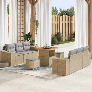 Gartensofa Set Beige/Hellgrau Poly Rattan