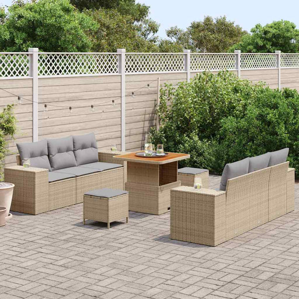 Gartensofa Set Beige/Hellgrau Poly Rattan