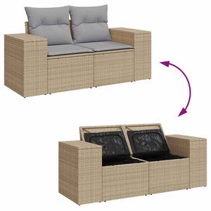 Gartensofa Set Beige/Hellgrau Poly Rattan