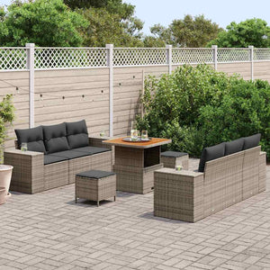 vidaXL Salon de jardin avec coussins Gris 221 x 204 x 85 cm Résine tressée