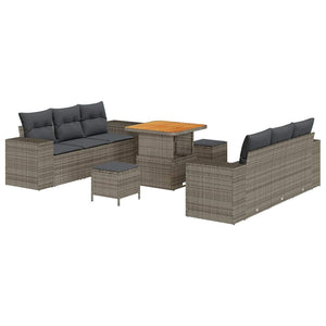 vidaXL Salon de jardin avec coussins Gris 221 x 204 x 85 cm Résine tressée
