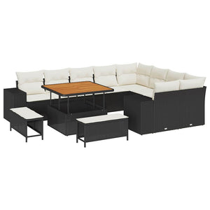 Garten Sofa Set Schwarz Creme 12-teilig