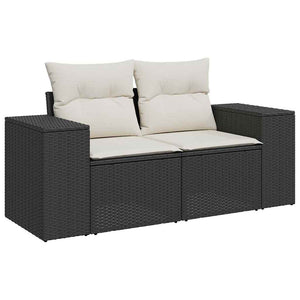 Garten Sofa Set Schwarz Creme 12-teilig