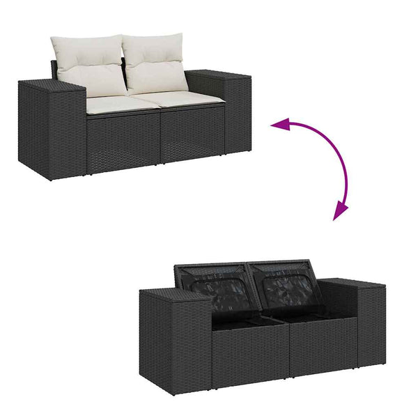 Garten Sofa Set Schwarz Creme 12-teilig
